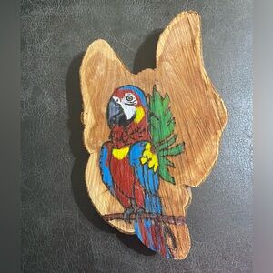 Beautiful RARE macaw art wood on natural cedarwood